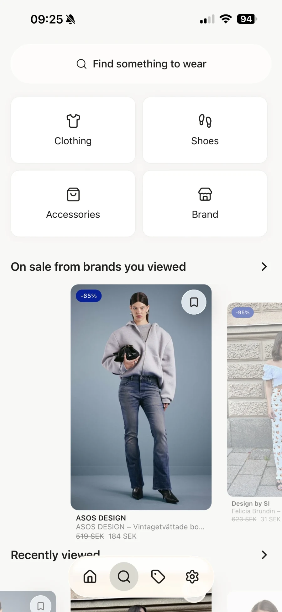 Browse showing an On sale from brands you viewed shelf